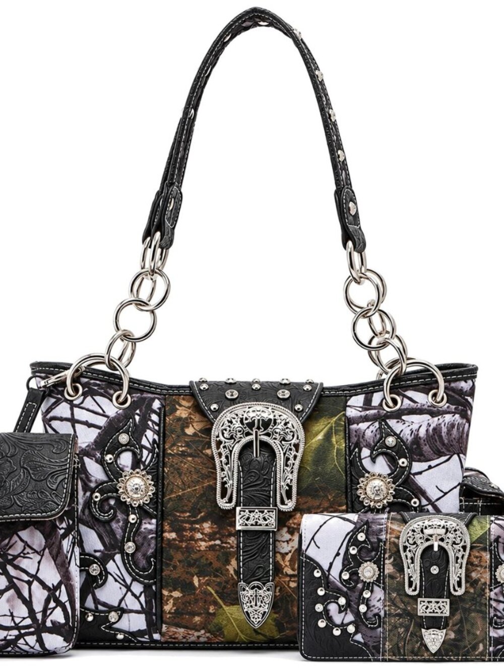 Western Camouflage Purse with Pouch and Wallet Set for Women